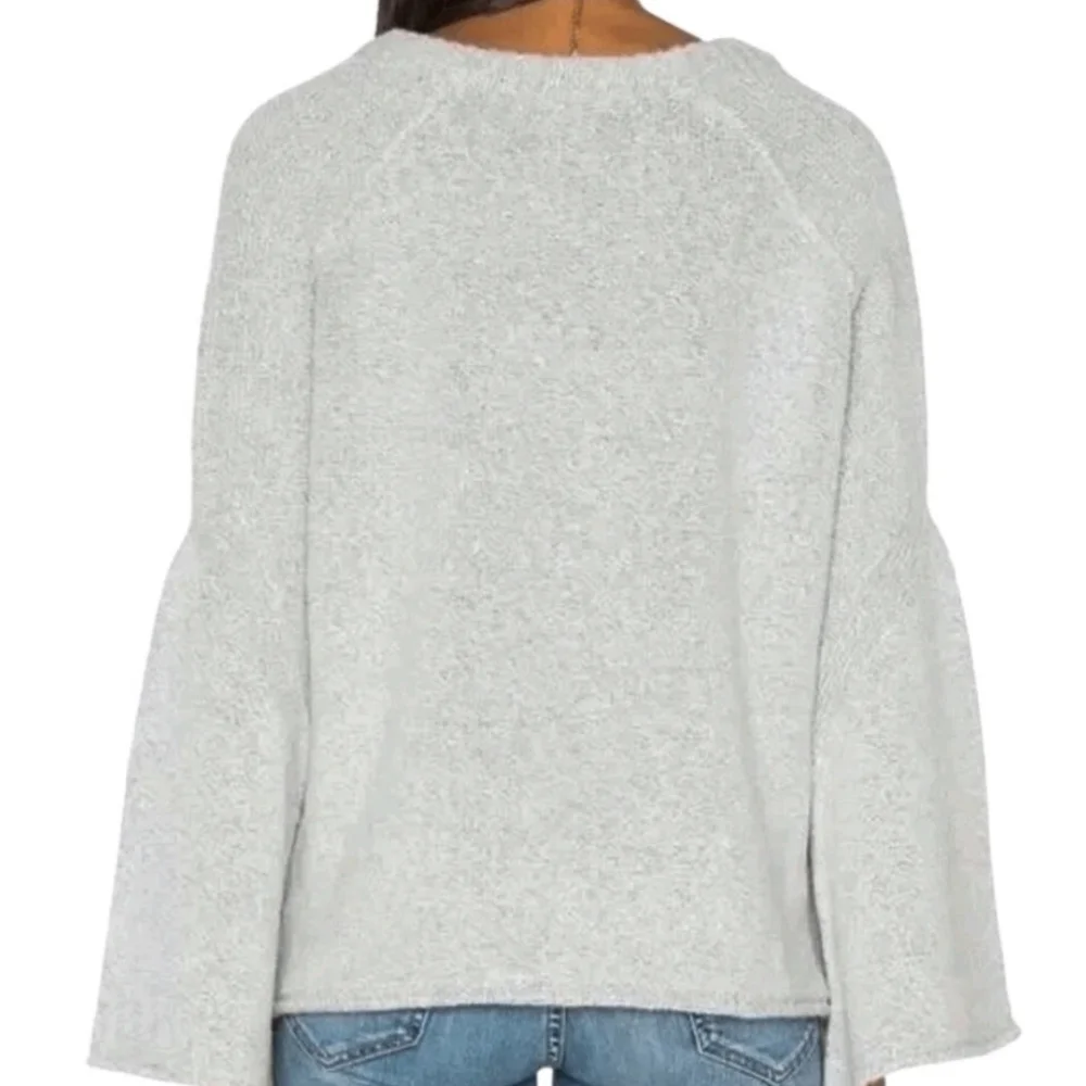 Free People Urban Outfitters Light Gray Bell Sleeve V-Neck Sweater Medium